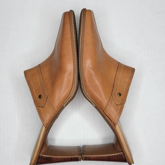 Nicole Colonel 3" Heel Mule Size 9.5M Tan Leather Slip On Shoes Comfort Casual - Picture 2 of 11